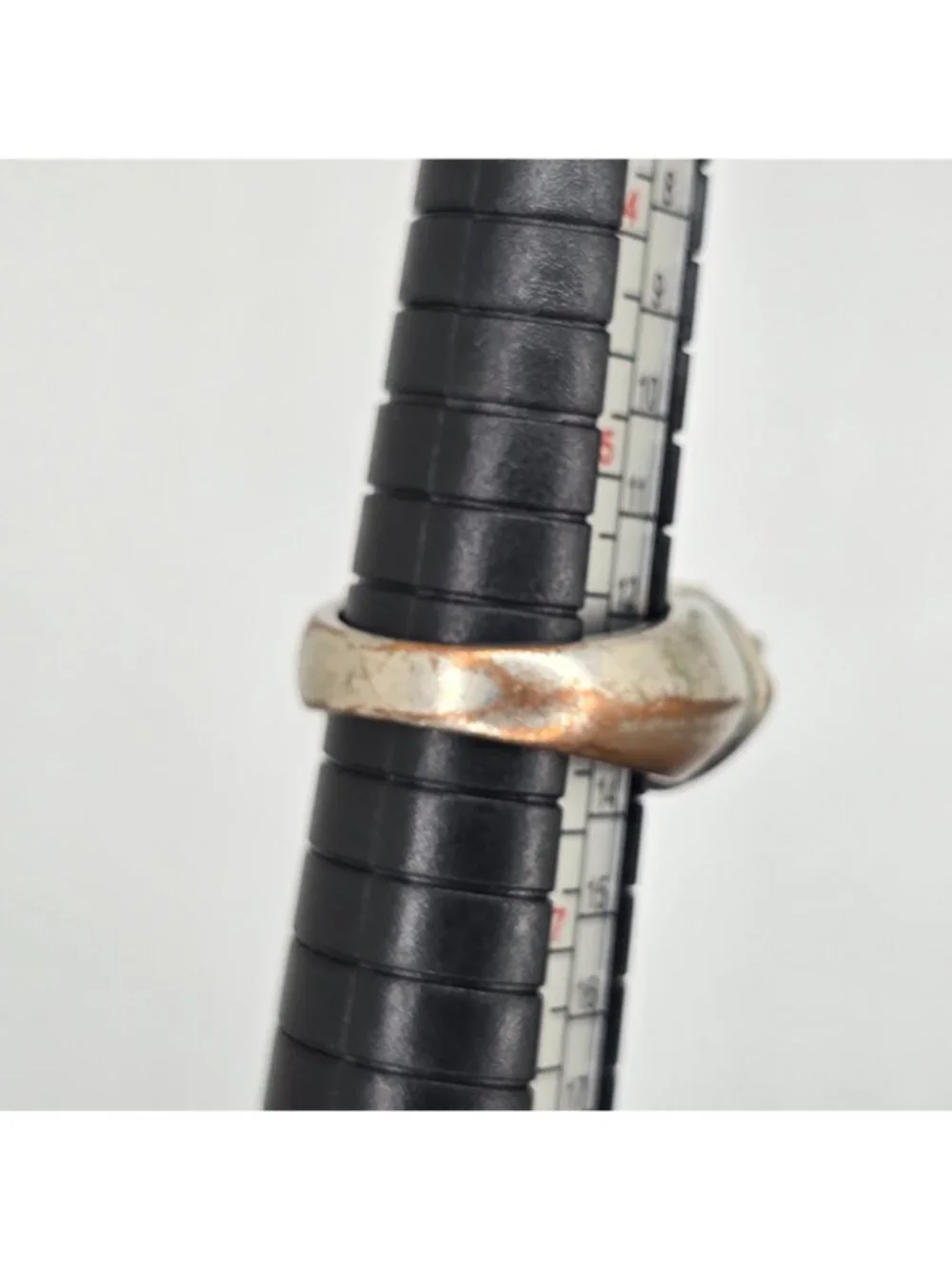 Vintage Silver-Tone Cocktail Ring Large Clear Center Stone Baguette Accents Size